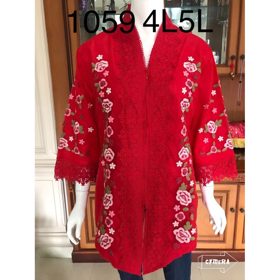 ✨LARIS✨ -1059 kebaya alexuez bordir organdi merah kebaya alexuez premium jumbo - 4L