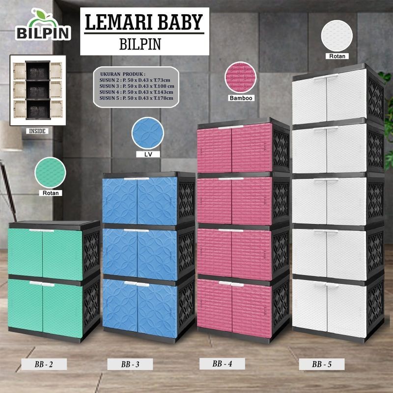 nr37uh AKAKO - Lemari Akako Bilpin Jumbo Baby Pakaian Plastik 2 Pintu Susun 2, 3, 4, dan 5