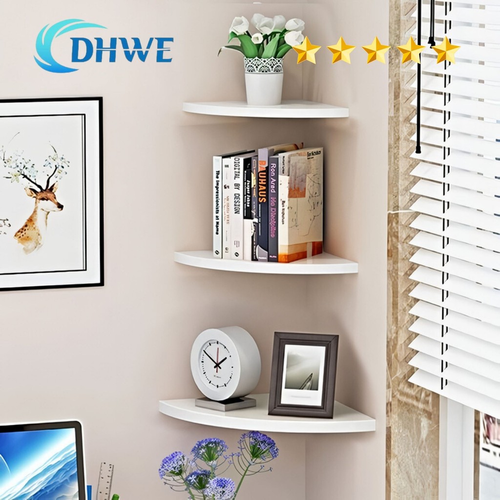 DHWE Rak Ambalan Dinding Motif Lengkung Dekorasi Sudut Ruangan
