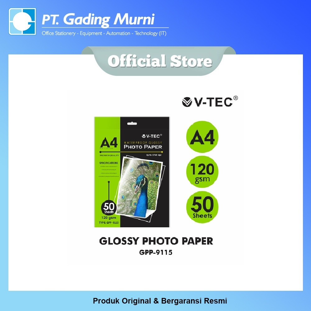 

V-TEC GLOSSY PHOTO PAPER GPP-9115 A4 120GRM