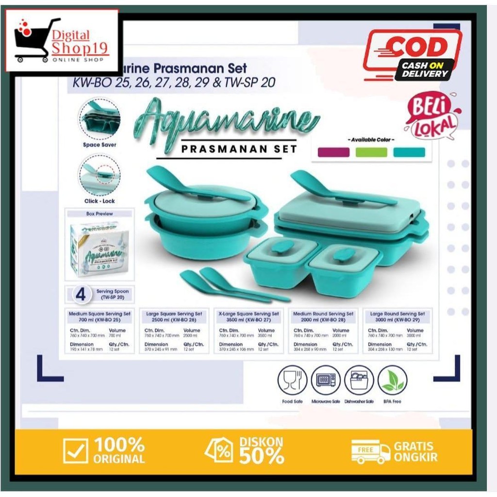 DS.ID COD Aquamarine Prasmanan Set Sendok/Wadah Penyimpanan Makanan/Tempat Serbaguna / SET PRASMANAN