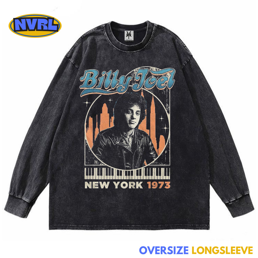 Kaos oversize longsleeve billy joel washed washing vintage tee
