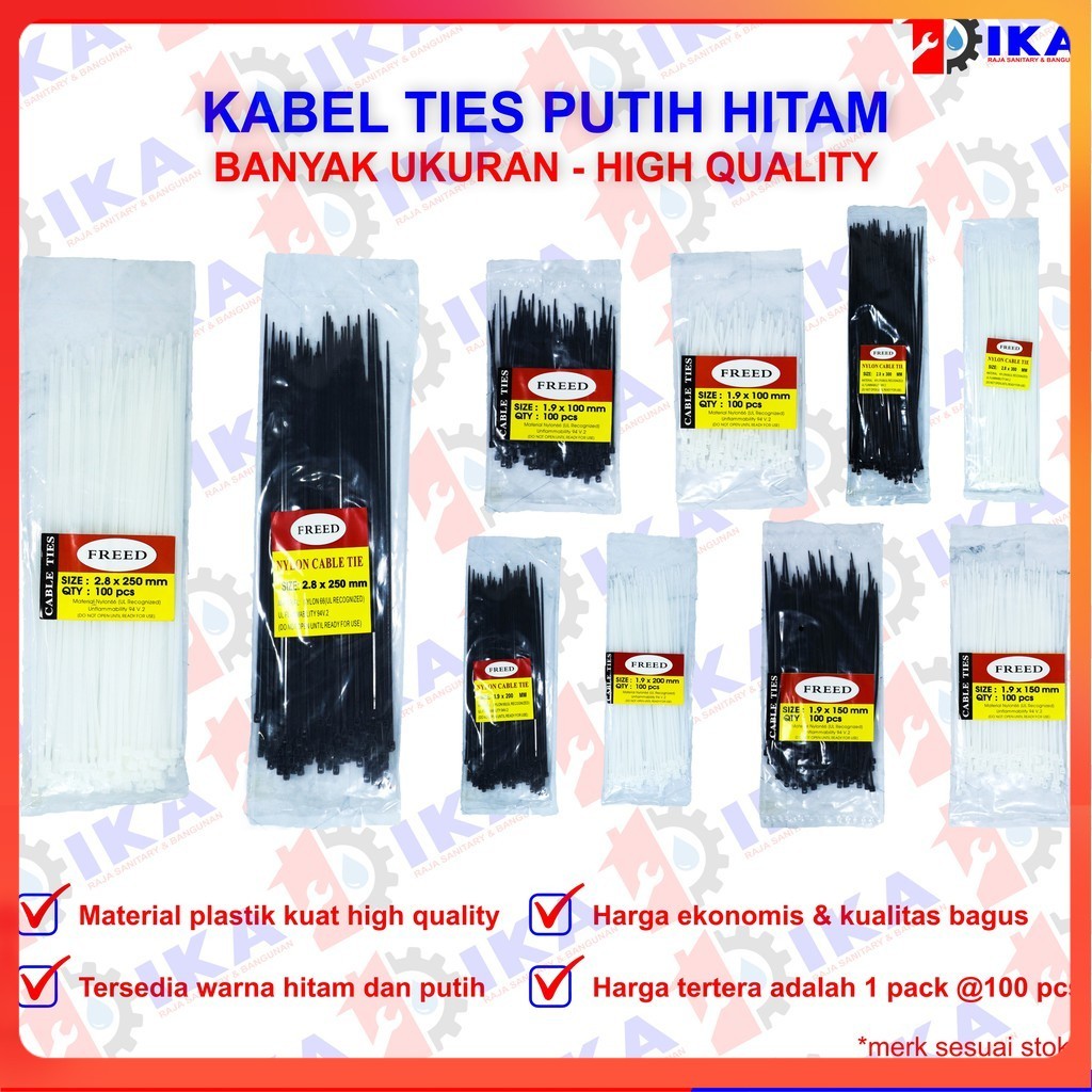 

KABEL TIE TIES 10 15 20 25 30 CM / CABLE SERUT PENGIKAT LISTRIK (HARGA 1PAK@100PCS) WARNA KUAT RAPI