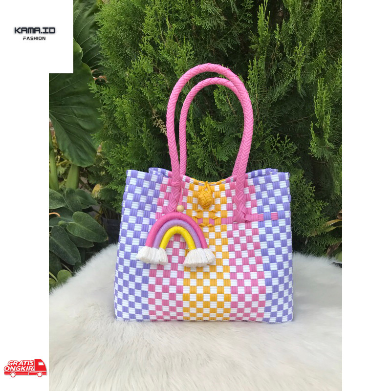 Anyaman Terkini / Tas Anyaman Plastik Jali Premium M Patty Tote Bag Anyaman Tas Jali