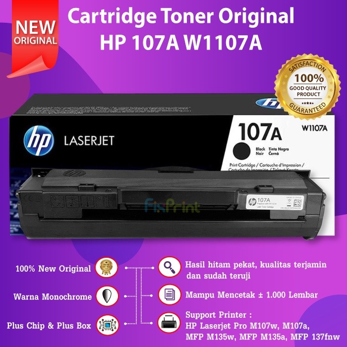 FixPrint Cartridge Toner Original HP 107A W1107A Printer M107w M107a MFP M135w