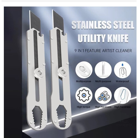 

Pisau Cutter Stainless 9IN1 Multifungsi Pembuka Tutup Botol Penggaris Kater Tajam WT