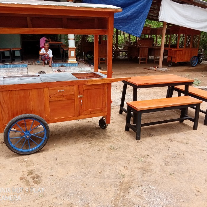 gerobak roti bakar dan satu set meja kursi cafe free ongkir