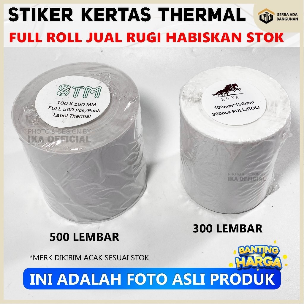 

LABEL STICKER THERMAL 100 x 150MM ISI FULL 300 DAN 500pcs TERMURAH TERBARU ALAS KERTAS Label Thermal 100 x 150 mm isi 300 500pcs/Roll
