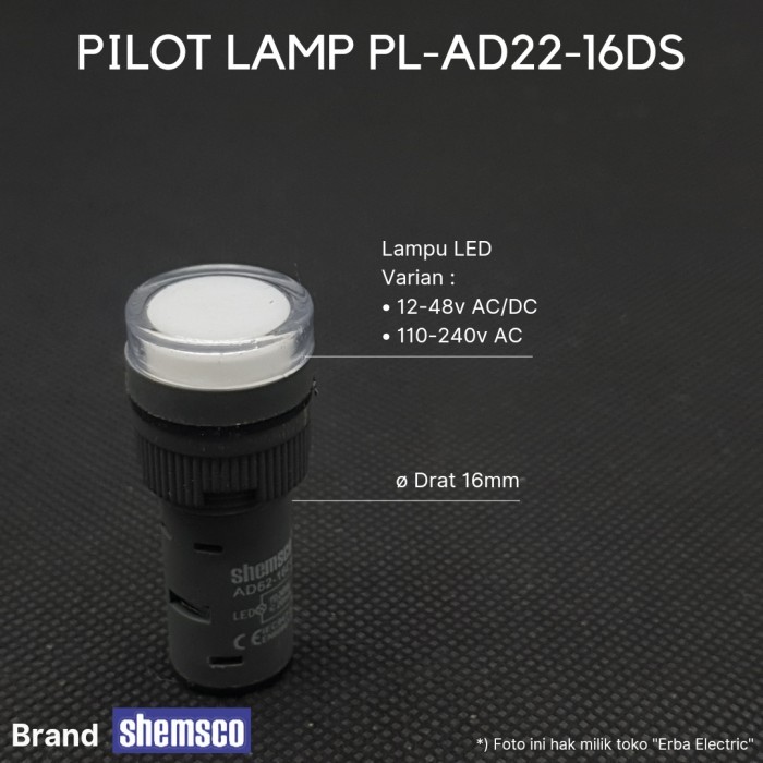MU99 Pilot Lamp WHITE 16mm 12-48v Indicator Lamp 12v 24v 48v PLAD