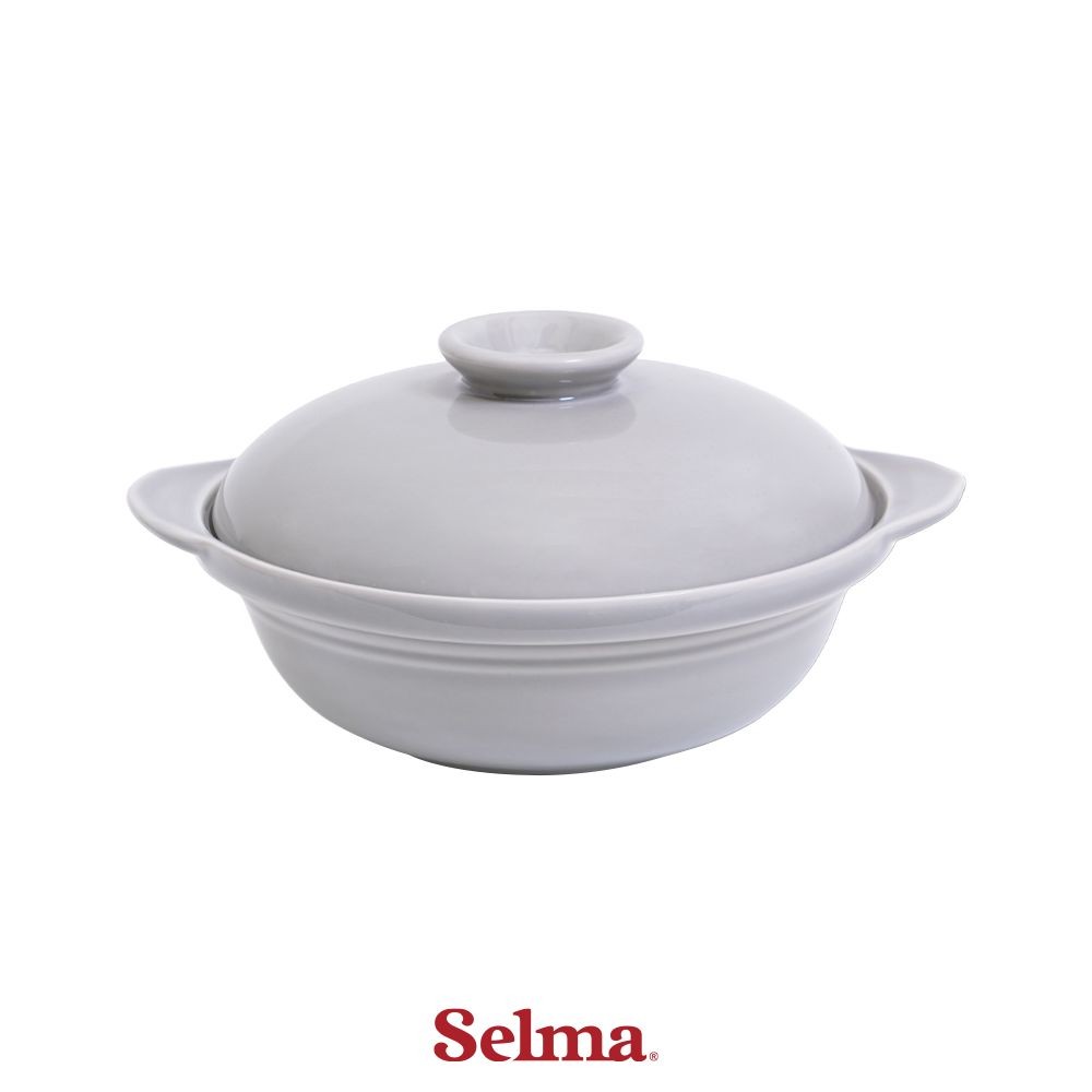 Selma 22 cm Kara Mangkuk Saji Keramik Dengan Tutup - Abu-Abu Mangkok Bowl Soup Bowl Serving Bowl Wad
