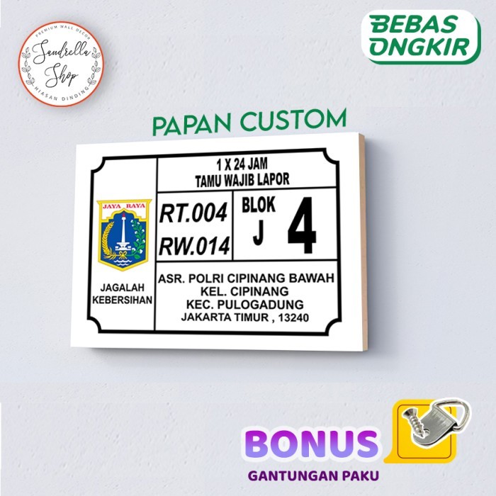 Custom Nomor Rumah Akrilik Nomer Rumah Acrylic - MNR14C KAYU, 20X30CM