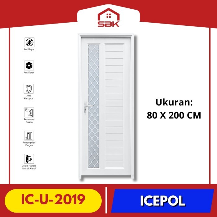 Pintu Kamar Mandi | Pintu UPVC | Pintu Outdoor Kaca 80x200 Icepol