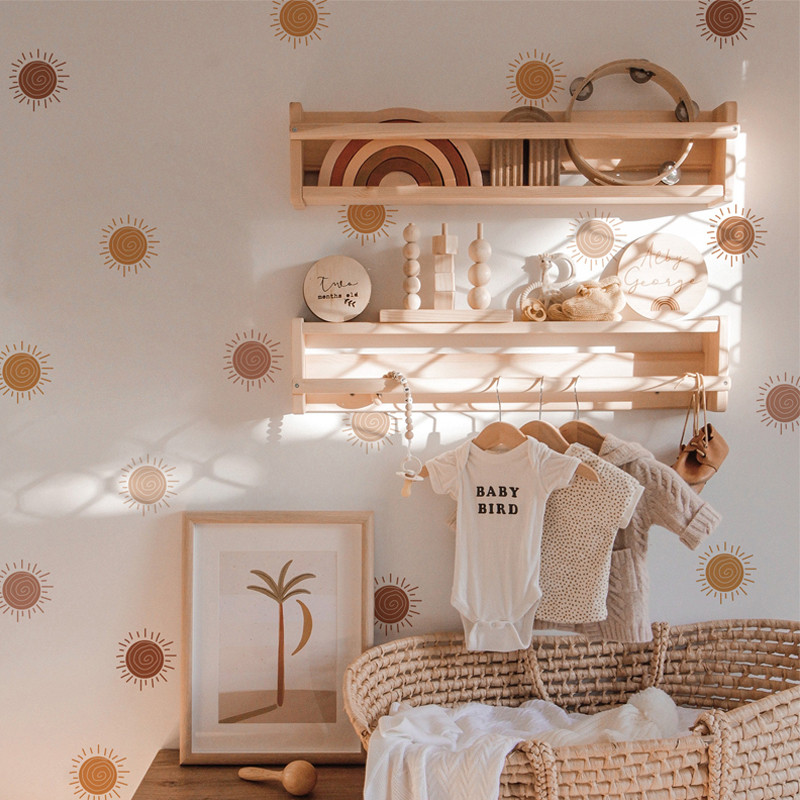 Boho Sun Wall Decals Home Decor Waterproof Wall Stickers Peel & Stick Nursery Baby Kids Bedroom Chil