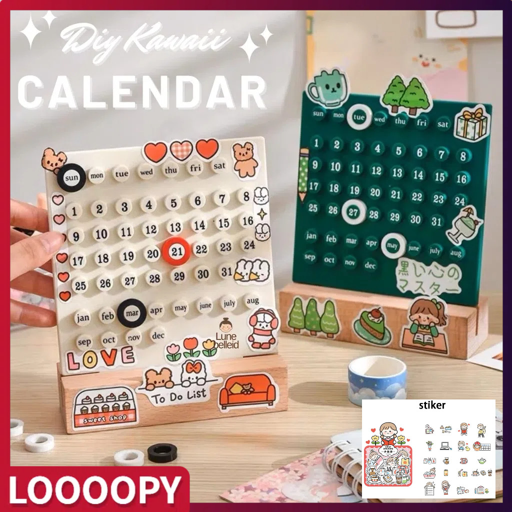 

LOOOOPY DIY Kawaii Desktop Calendar / Kalender Meja Belajar / Hadiah Kado Natal Anak