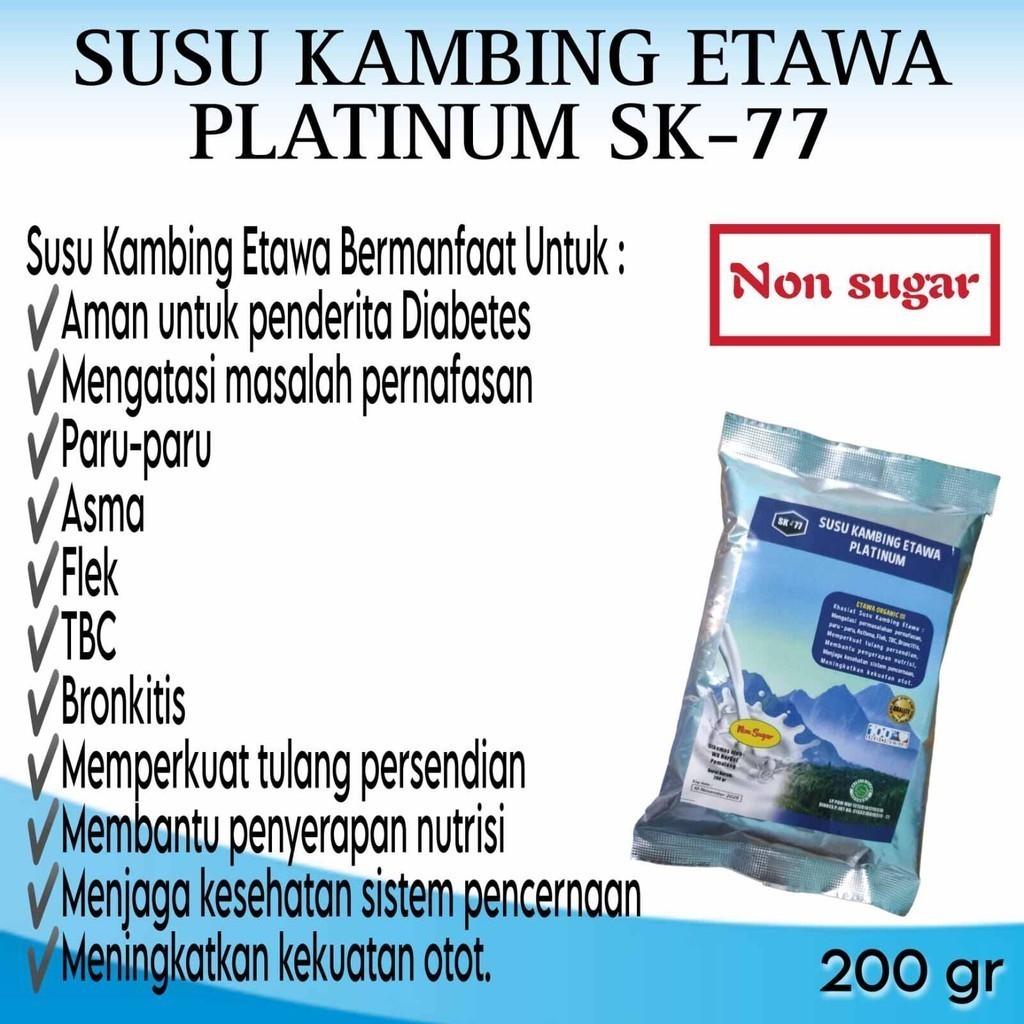 

SUSU KAMBING ETAWA PLATINUM SK77 NON SUGAR 200gr