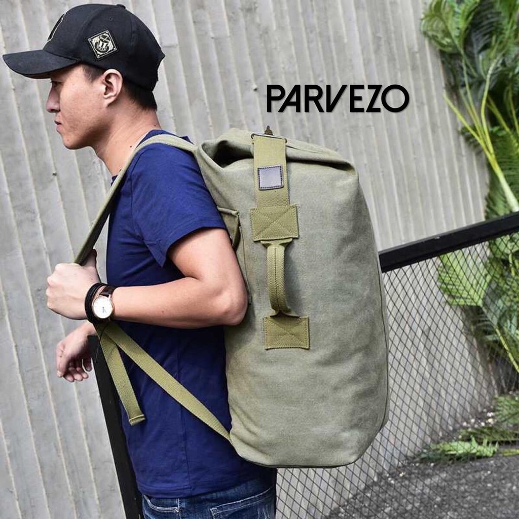 PARVEZO - Tas Ransel Travel Kanvas Pria Wanita Premium