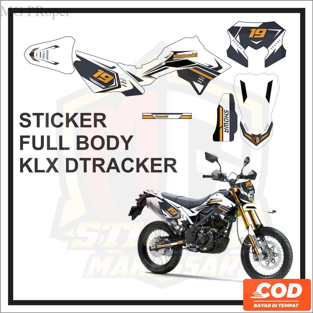 Stiker Striping Decal DEcal  KLX DTRACKER Full Body  D tracker Motif Garis Putih Hitam Keren Bisa