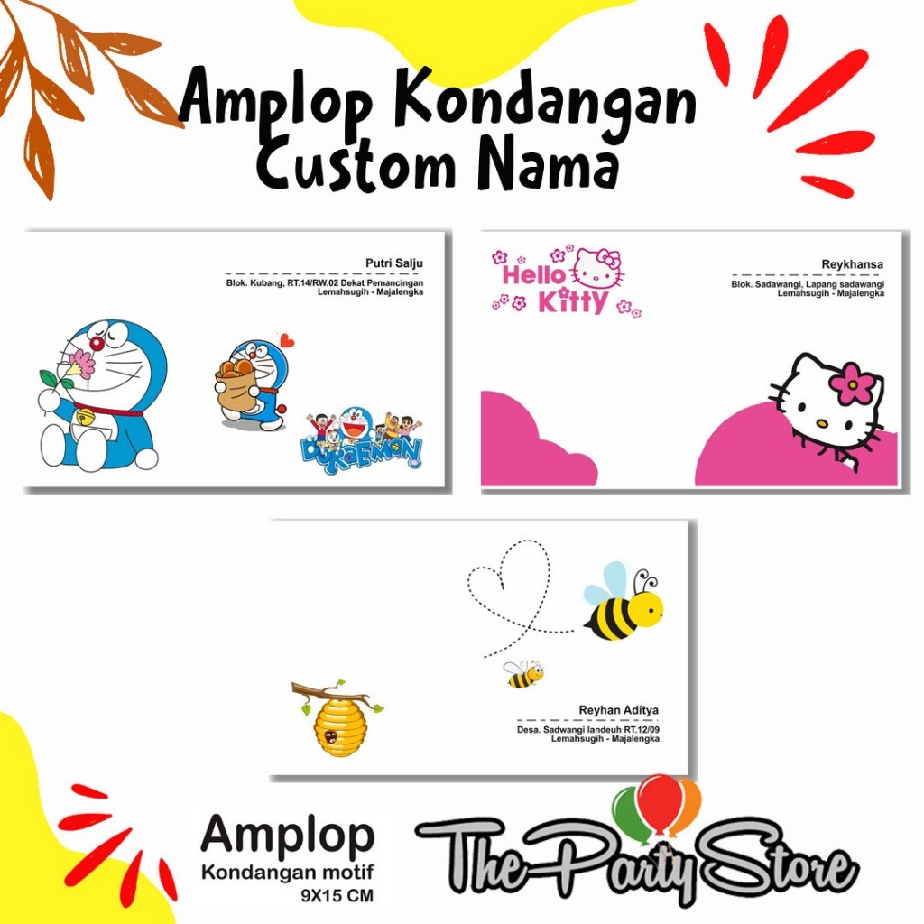 

Amplop Kondangan Custom Nama & Alamat Karakter Anak