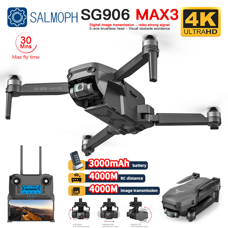 SG906MAX3 Drone 4K Professional HD Camera 3-Axis Gimbal 4KM Brushless GPS Quadcopter Obstacle Avoida