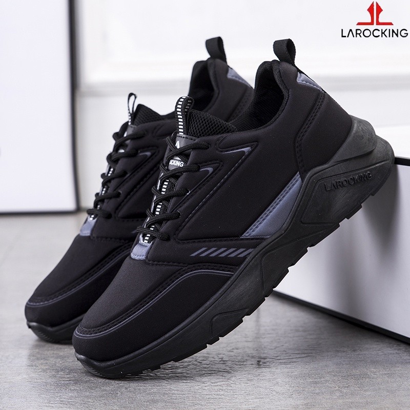 New Deals Larocking - Raptor Hitam Polos Sepatu Sneakers Running Gym Shoes