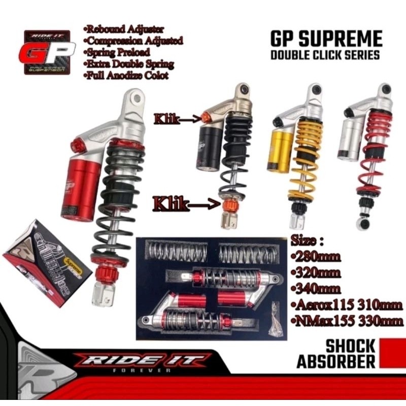 SHOCKBREAKER RIDE IT GP SUPREME DOUBLE KLICK TABUNG ATAS AEROX155 NMAX NEW NMAX OLD PCX150