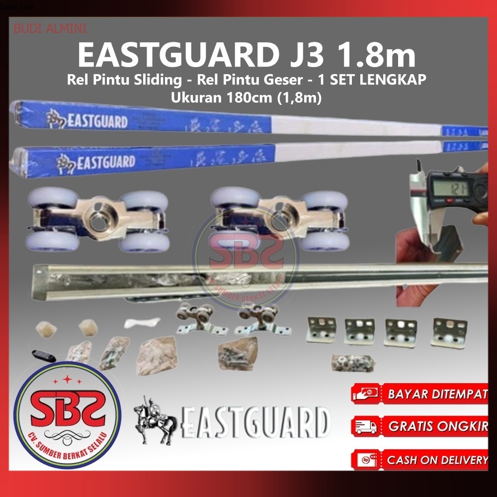REL SLIDING J3 EASTGUARD - Rel Pintu Dorong - Sliding Rail Galvanis - Sliding Track - Rel Pintu 1.8m