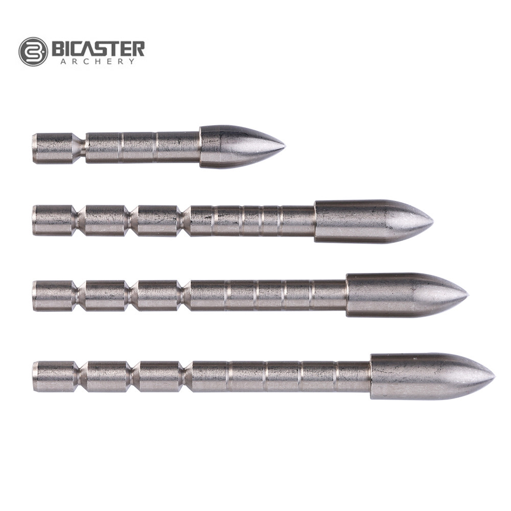 Bicaster Stainless Steel Insert Arrow Point 12/24pcs Archery Arrow Head 60-120 Grains for 4.2mm Shaf