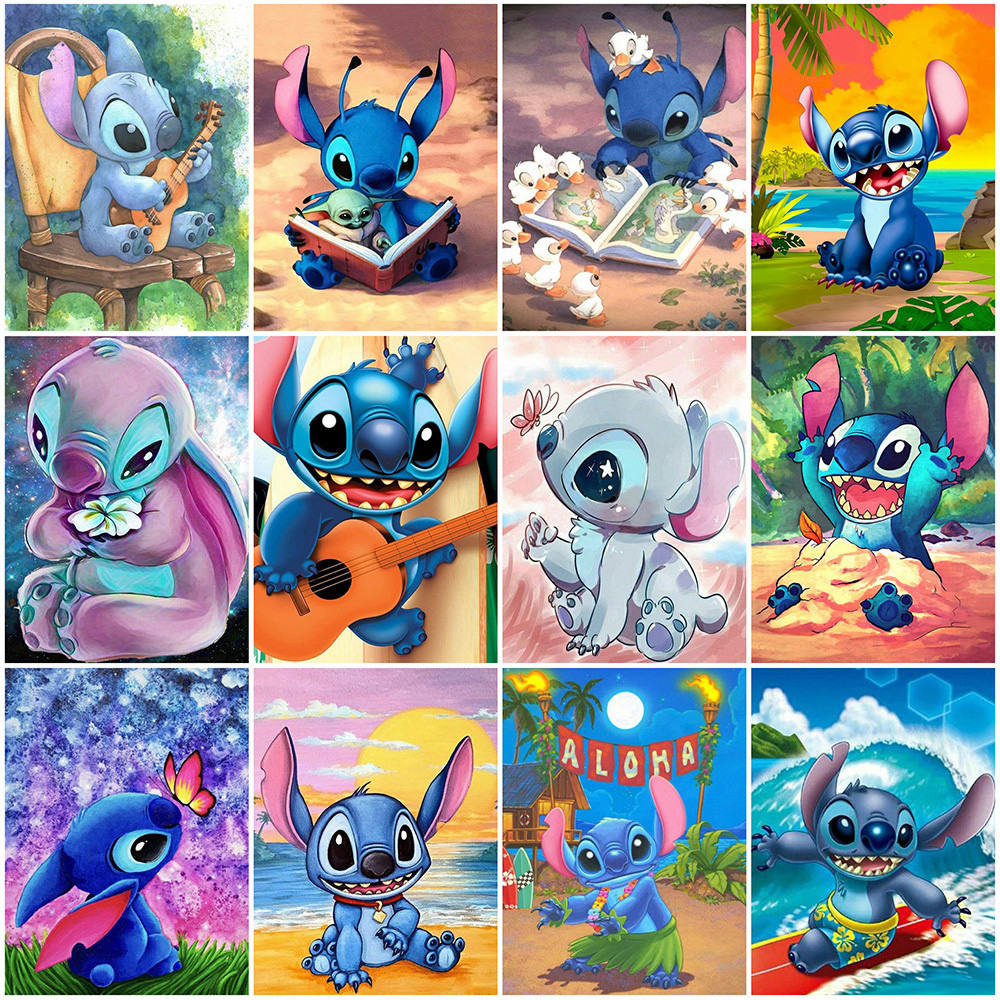 

Disney Painting By Number Kit Stitch Coloring By Numbers Dog Cartoon With Frame Acrylic On Canvas Child Gift Wall Art