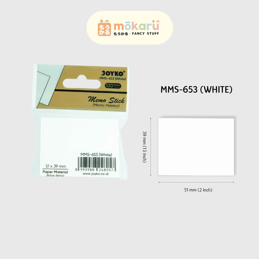 

Joyko Memo Stick MMS-653 White Sticky Notes Polos Kecil Murah