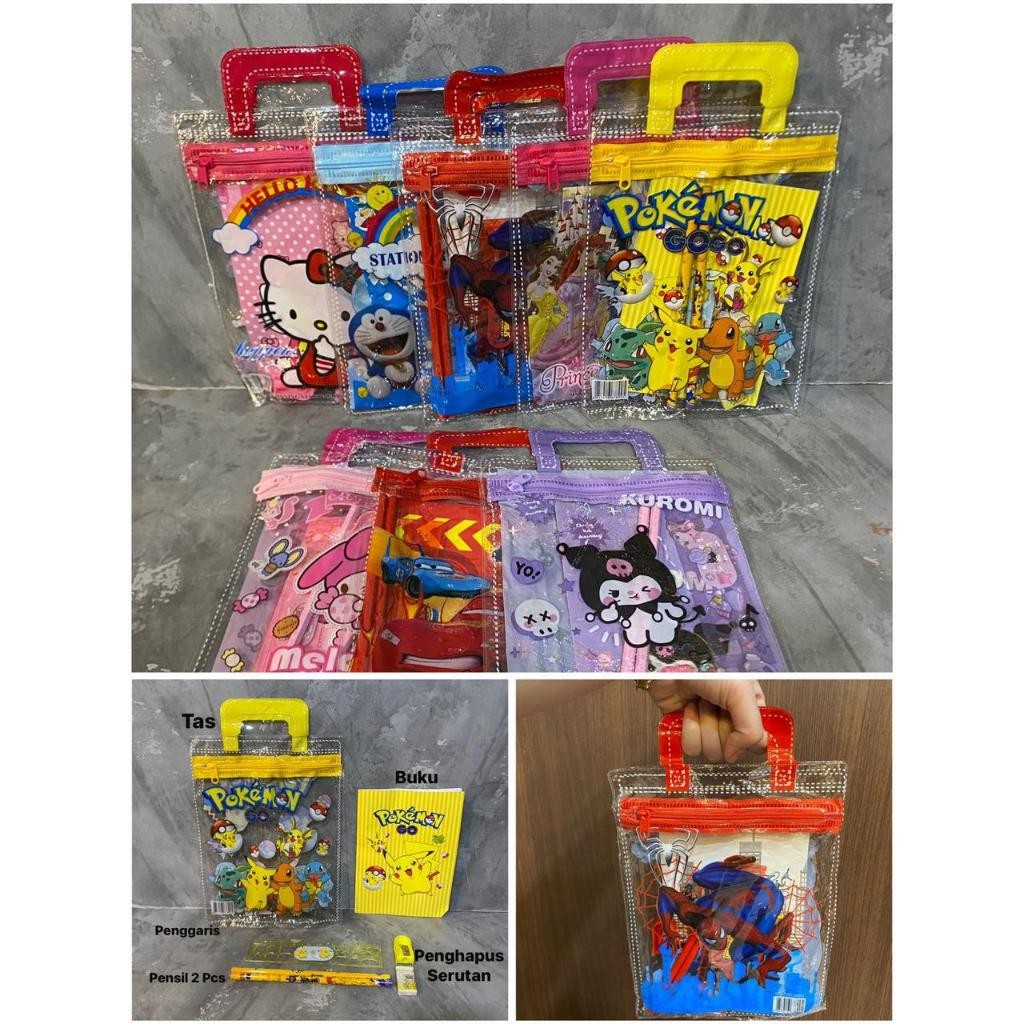 

(TOS) Alat tulis set tas 6in1 bingkisan kado ulang tahun anak sekolah pensil - McQueen/pensil set free bag