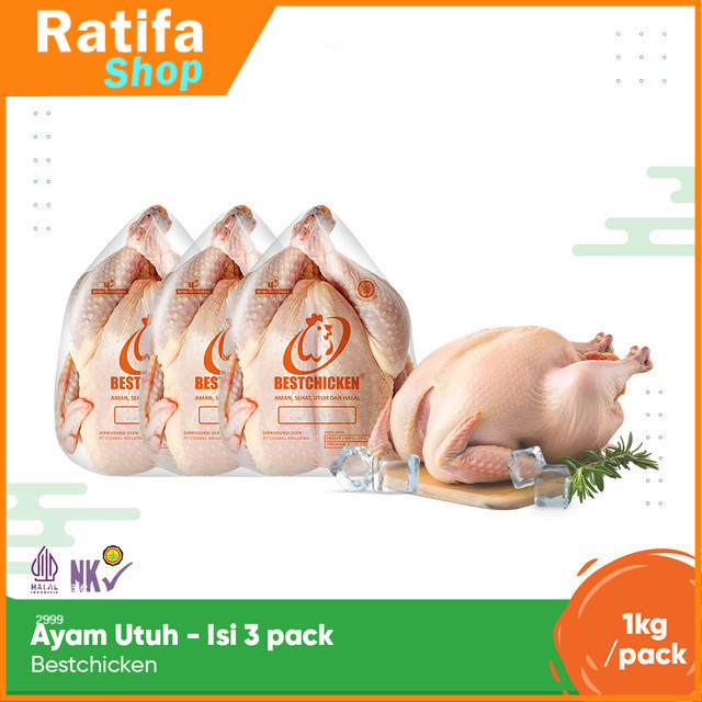 

Bestchicken Bundling Hemat Ayam Karkas Broiler / Ayam Utuh Japfa Food 1000 gram / 1.0 kg- Isi 3 pack