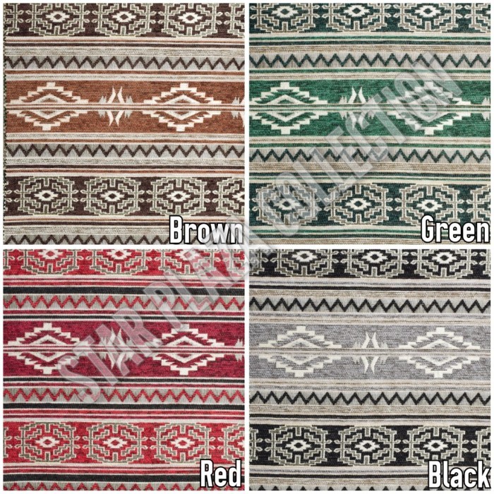 Kain Chenille Sofa / Kursi / Jok Tebal Motif Salur Klasik - Ethnic - Brown