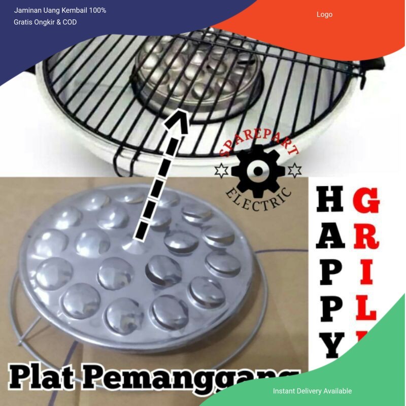 PLAT BESI REFILL HAPPY GRILL PANGGANGAN PEMANGGANG BAKAR PANCI WAJAN GRILL