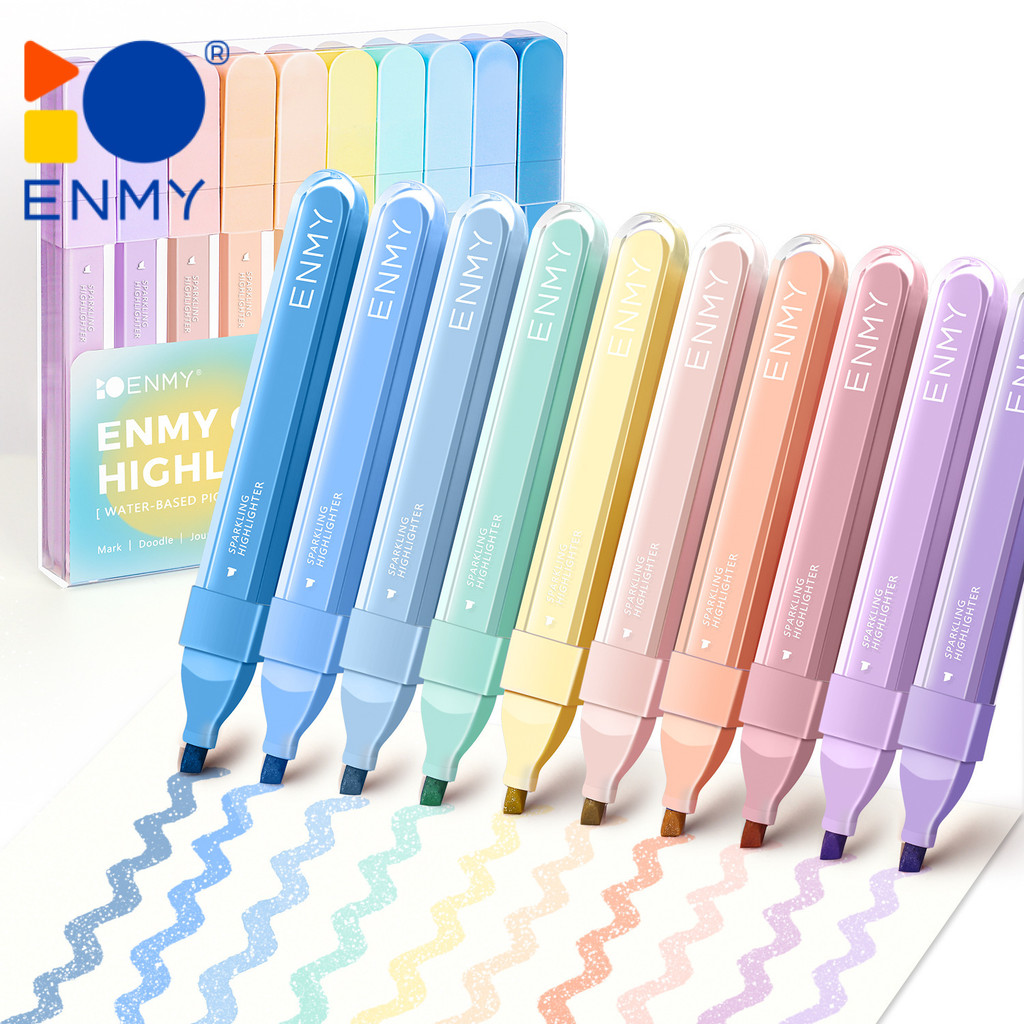 

Ay00! ENMY Highlighter Pen Set Lucu Journal Marker Pen Alat Tulis 10pcs/set