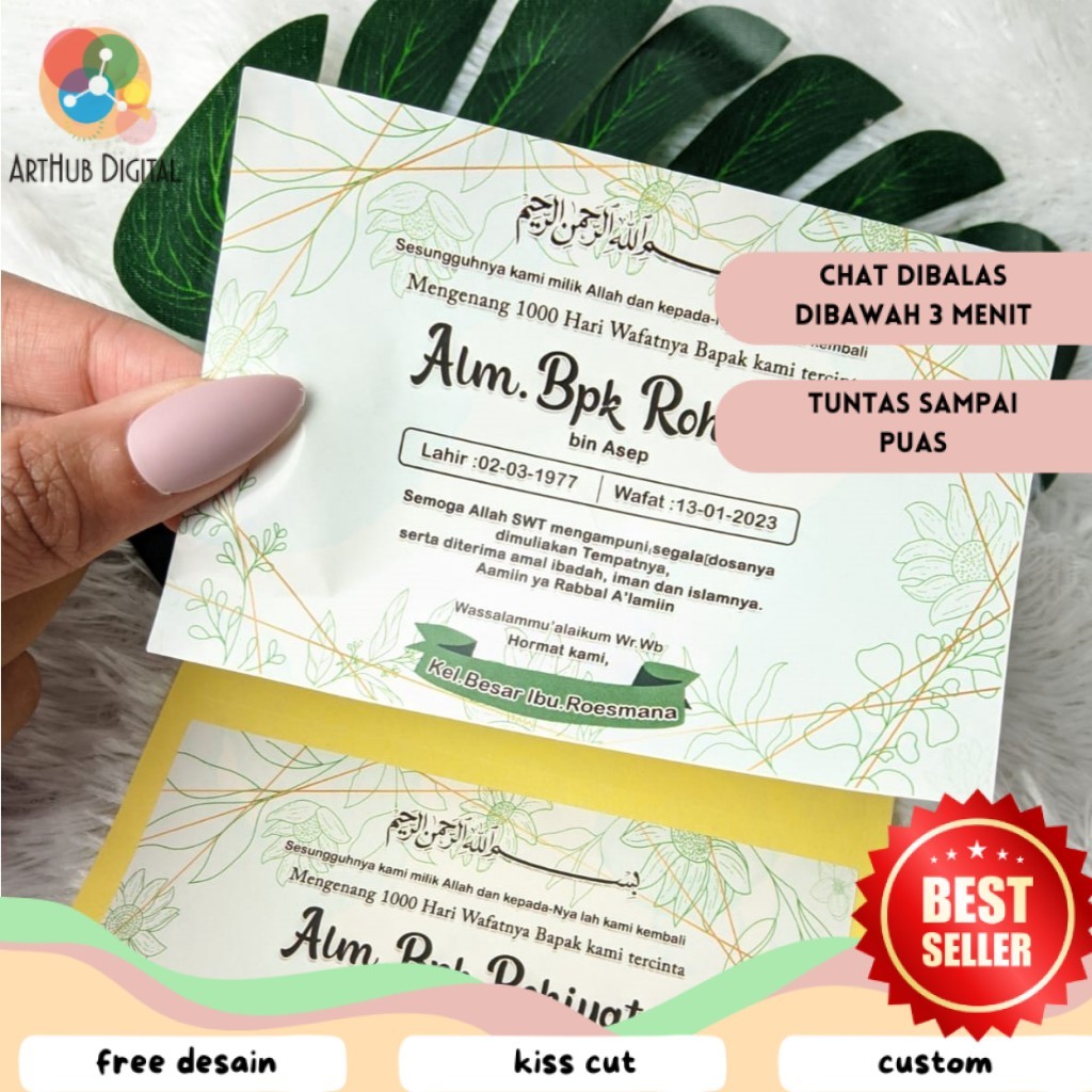 

AHD Stiker Tahlilan Kartu Wafatnya Persegi Chromo Mengenang 40 100 1000 Hari Sticker Box Murah