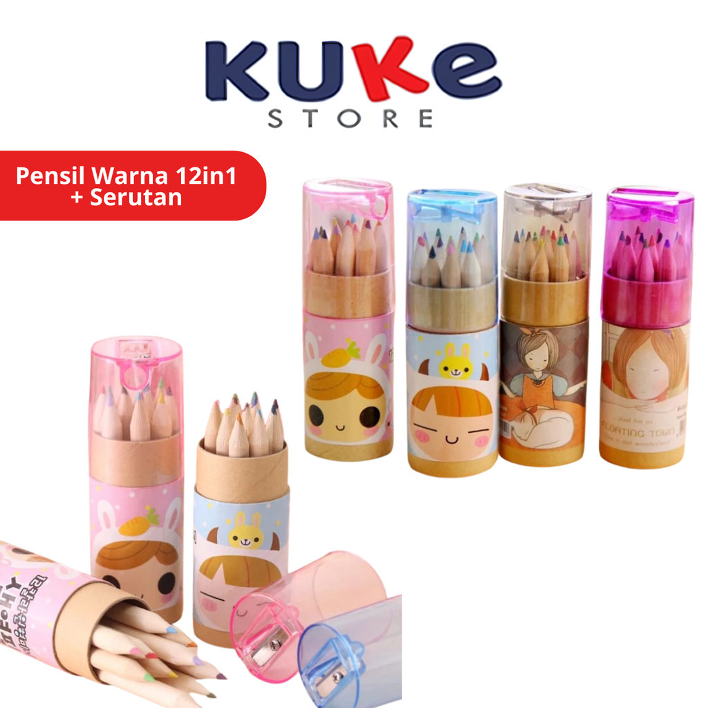 

KUKE Pensil Warna 12in1 + Serutan Karakter Kemasan Tabung / Color Pencils Set 12 Warna Alat Menggambar Dan Mewarnai Pencil Colours Coloring Gambar Hadiah Kado Ulang Tahun Anak Unik Lucu Souvenir Goody Bag