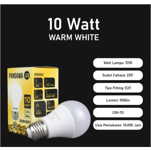 LAMPU LED 10 WATT PANDAWA 10WATT COOL WHITE WARM WHITE BALON BULB