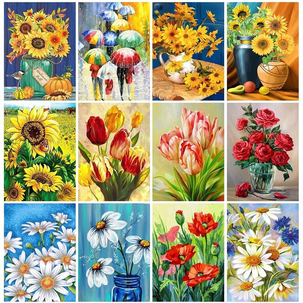 

5D DIY Diamond Painting Kit Floral Landscape Cross Diamond Embroidery Painting Full Round Diamond Mosaic Home Decor Gift