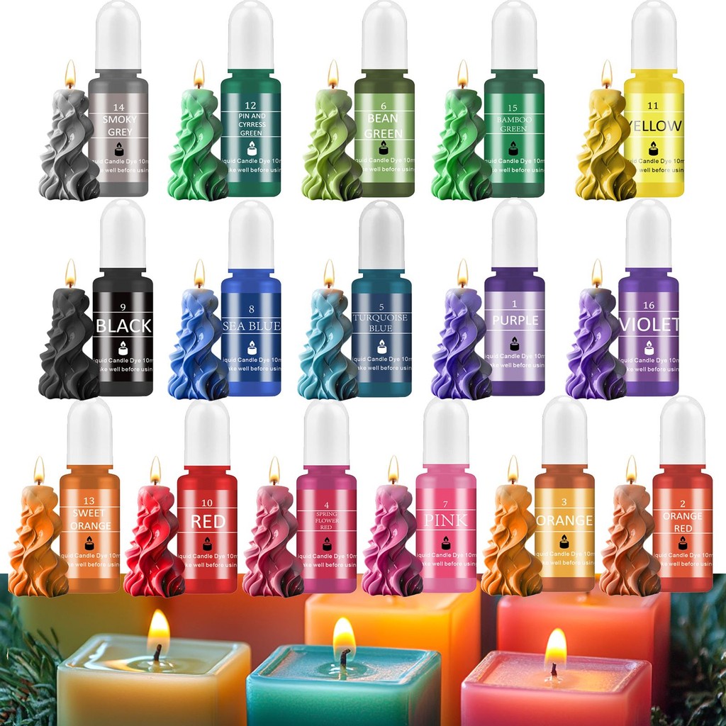 

16Colors Candle Wax Pigment Colorant Non-Toxic Soy Candle Wax Pigment Liquid Dye Soy Wax DIY Soap Dyes Candle Making Supplies
