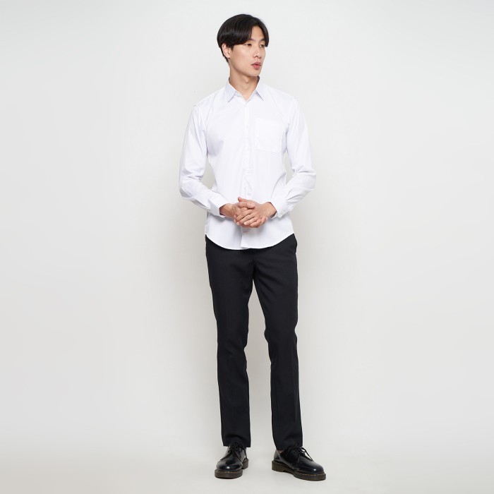 Parayu - Kemeja Pria Basic Formal Lengan Panjang Jas Blazer Kantoran - Putih, XS
