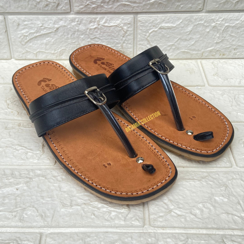 PUJEGANSHOP Sandal Tarumpah Kulit Asli Sendal Tarumpah Pria Asli Tasik model Jepit Laki Laki Kuat da
