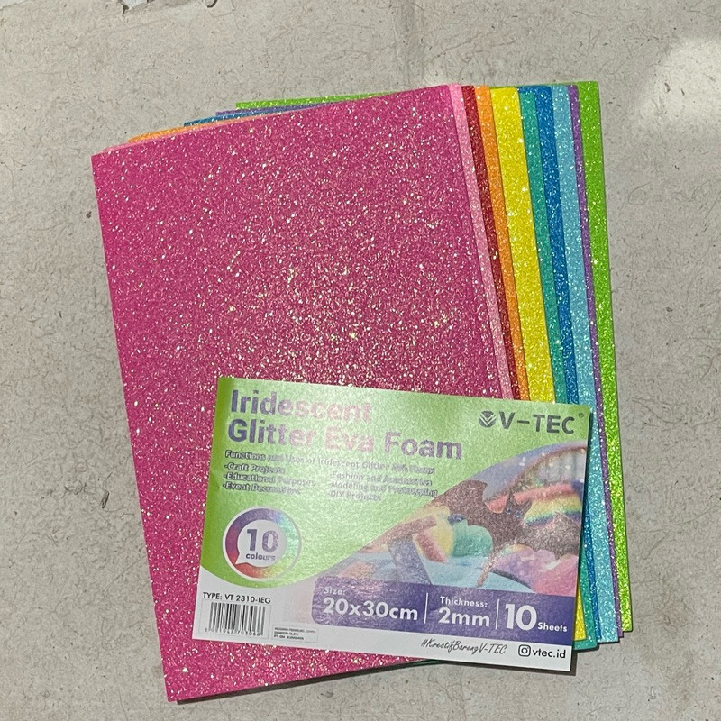 

Glitter Eva Foam 20x30cm V-TEC (Pak isi 10)