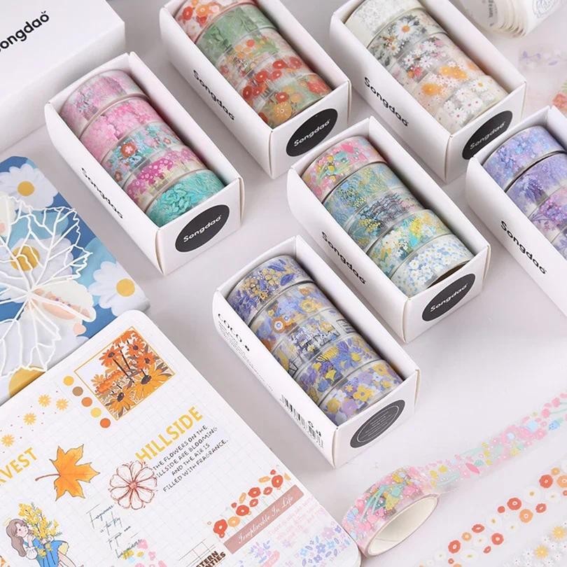 

5Pcs Kawaii Transparent Sticker Tape DIY Decorative Material Tape Sketchbook Stickers School Supplies Japanese Tapes Stationery