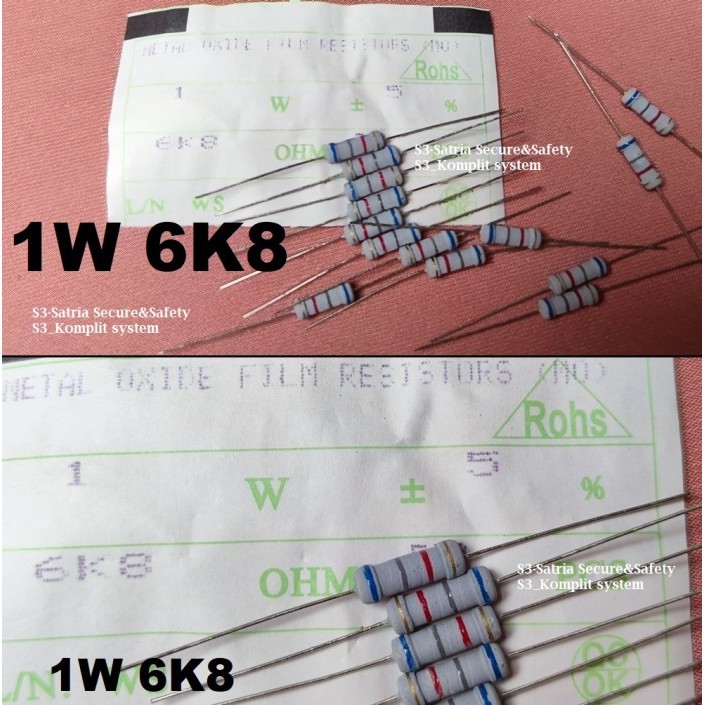 Resistor 1Watt 1W 6K8 ohm 6K8ohm 6,8K 6.8K R 6,8 K