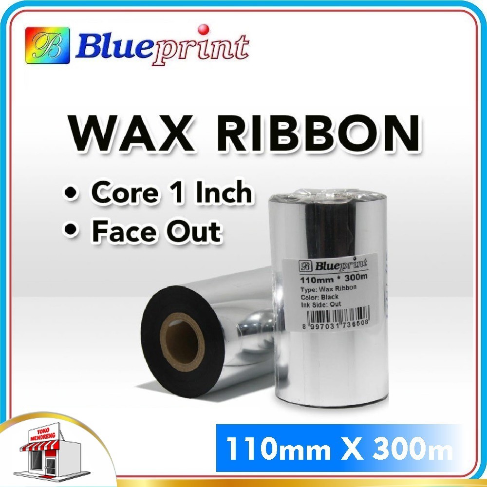 

Ribbon Wax Barcode Label 110 mm x 300 meter BLUEPRINT Thermal Transfer Ribbon Barcode