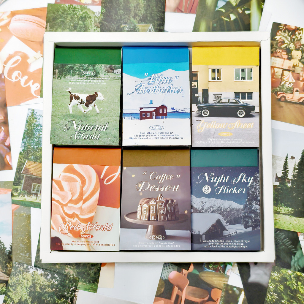 

300 Pcs Washi Scrapbooking Stickers Retro Painting Style Sticker Book For Journaling Notebook Planner Decor Aesthetic Stickers