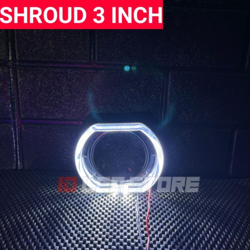 ORIGINAL Shroud 3 inch BMW Classic Ring Full Shroud 3" BMW angel eyes projector Biled