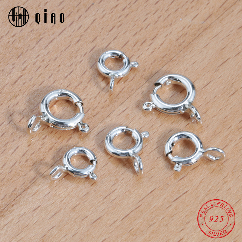 

Best Quality 6-8mm Silver Spring Ring Clasps Hooks 925 Sterling Silver Connection Buckle For Necklace Bracelet Jewelry DIY