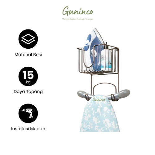 Rak Setrika Gantung Premium Guninco Holder Setrika Multifungsi Rak Setrika Dinding