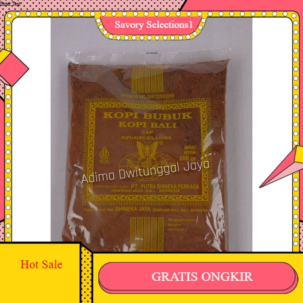 

【SAVORY】 FLASH SALE!! Kopi Bali Bubuk Cap Kupu-Kupu Bola Dunia 200 gr